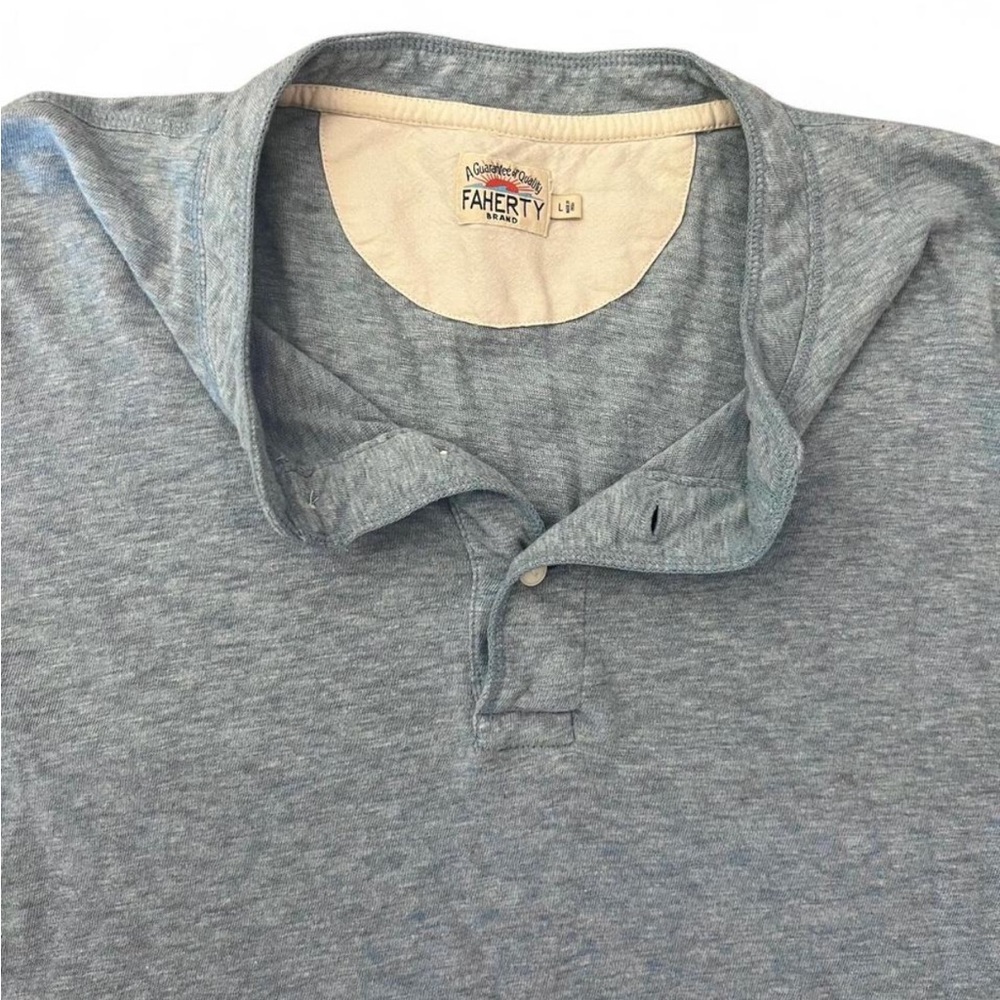 Faherty Light Blue Polo Short Sleeve Tee Shirt - Picture 4 of 9